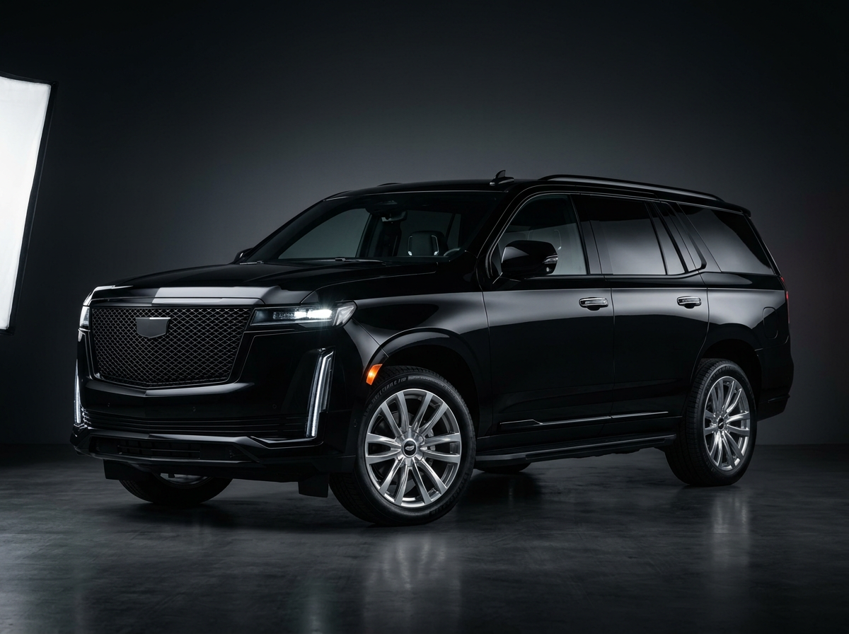 Black Cadillac Escalade luxury SUV for Danville airport, FBO and wine tour chauffeur service — 1 to 5 passengers